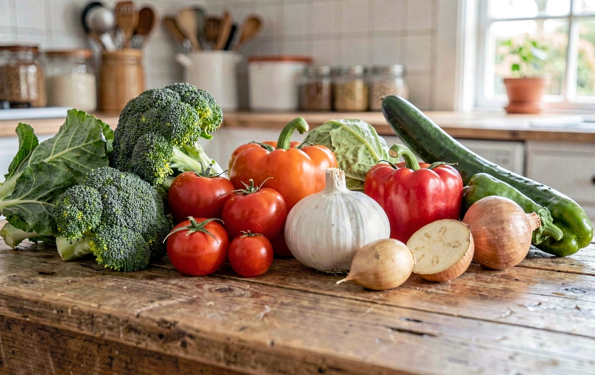 Ingredientes frescos en cocina